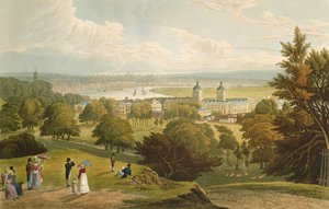 Veduta di Londra da Greenwich Park, pub. 1820 da Colnaghi und Co. da Robert the Elder and Younger Havell