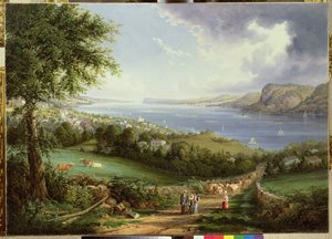 Veduta del fiume Hudson vicino a Sing Sing, New York, c.1850 da Robert the Younger Havell