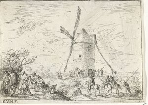 Mulino a vento Paesaggi con accampamenti (titolo della serie) da Robert van den Hoecke