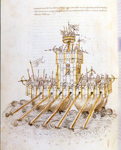 Arte della guerra: studio sulle macchine militari, modello di nave da guerra corazzata. illustrazione tratta da 