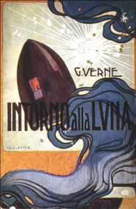 Copertina. ill. di Intorno alla luna (Dalla Terra alla Luna) di Jules Verne da Rodolfo Paoletti