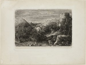 Bagnanti in una piscina di montagna da Rodolphe Bresdin