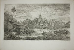 Città con ponte di pietra da Rodolphe Bresdin