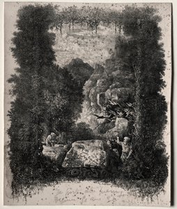 Primo frontespizio per Favole e Fiabe di Thierry-Faletans, 1868 da Rodolphe Bresdin