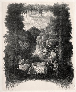 Primo frontespizio per Favole e Fiabe di Thierry-Faletans da Rodolphe Bresdin