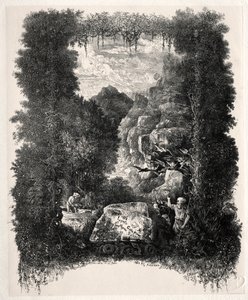 Primo frontespizio per Favole e Fiabe di Thierry-Faletans da Rodolphe Bresdin
