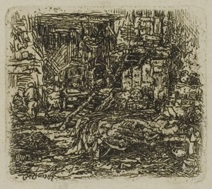 Interno di una fattoria da Rodolphe Bresdin