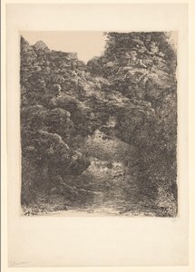 Paesaggio roccioso con ruscello e cascata da Rodolphe Bresdin