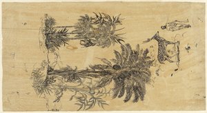 Foglio di studio con palme in due gruppi da Rodolphe Bresdin