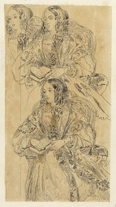 Foglio di studi con dama seduta da Rodolphe Bresdin