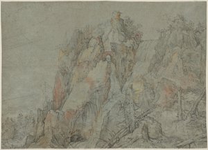 Paesaggio montuoso con castelli e cascate da Roelandt Savery
