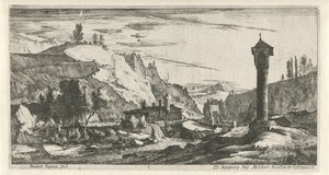 Paesaggio montuoso con colonna da Roelant Roghman