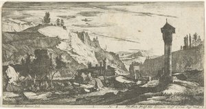 Paesaggio montuoso con colonna da Roelant Roghman