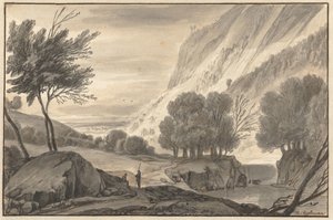 Paesaggio montano con due viaggiatori da Roelant Roghman