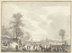 Scena invernale con pattinatori da Roelant Roghman