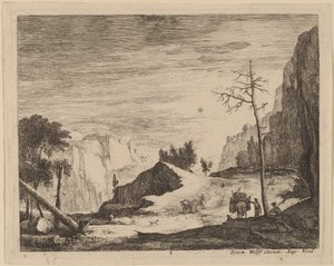 Paesaggio montuoso con un carro: pl.8 da Roelant Roghman and Melchior Küsel