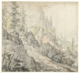 Paesaggio montano con cascata