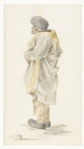 Uomo in piedi con un cappotto foderato di pelliccia da Roelant Savery