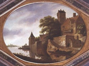 Paesaggio con una casa padronale fortificata da Roelof Van Vries