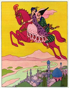 Il cavallo che li solleva in aria, illustrazione per "Il cavallo magico", da "Le mille e una notte".
