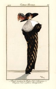 Donna con lungo mantello di pelliccia di lontra e colletto d