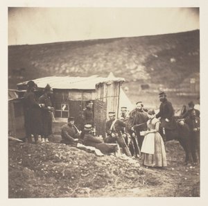 Accampamento del 4º reggimento delle Guardie dragoni, festa conviviale, francesi e inglesi da Roger Fenton