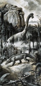 Dinosauri (gouache su carta) da Roger Payne