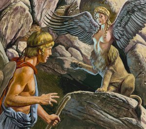 Edipo che incontra la Sfinge (guazzo su carta) da Roger Payne