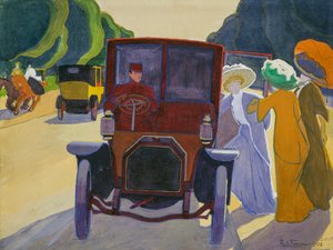 Viale delle Acacie al Bois de Boulogne, auto con autista da Roger de La Fresnaye