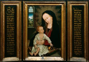 Salve Regina (Salve, O Regina, preghiera cattolica), rappresentazione della Vergine e del Bambino con una pera da Rogier van der Weyden