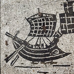 Una nave nel porto di Ostia (mosaico) da Roman