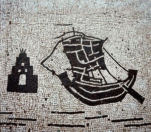 Una nave nel porto di Ostia (mosaico) da Roman