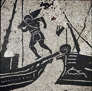 Una nave di Cagliari che ritorna al porto di Ostia da Roman