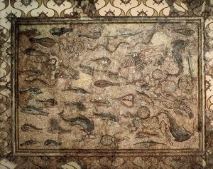 Arte romana: mosaico dei pesci da Roman