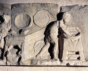 Bassorilievo raffigurante la panificazione, romano, II-III secolo d.C. da Roman