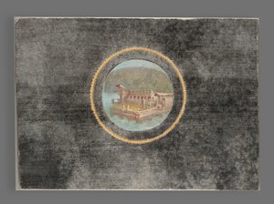Frammento di affresco con paesaggio in tondo da Roman
