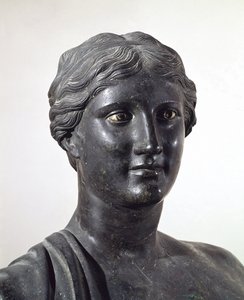 Busto di Saffo, statua in bronzo, dalla Villa dei Papiri, Ercolano, Campania, Italia, civiltà romana da Roman