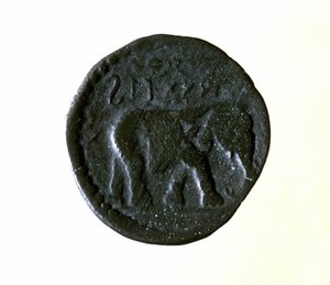 Moneta di Cartagine rappresentante un elefante. III o II secolo a.C. da Roman