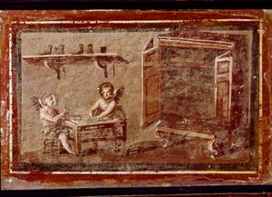 Cupidi calzolai (affresco) da Roman