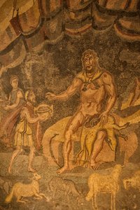 Mosaico del ciclope, Villa Romana del Casale, Piazza Armerina, Sicilia, Italia da Roman