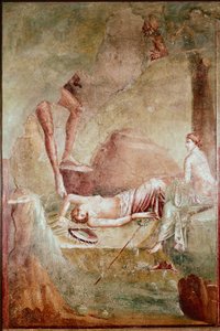 Menade ubriaca addormentata (affresco) da Roman