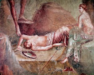Menade ubriaca addormentata (affresco) da Roman