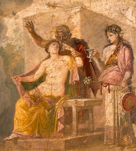 Affresco con soggetto erotico raffigurante una scena dionisiaca, da Pompei (Patrimonio dell