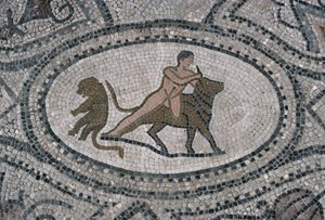 Ercole e il toro cretese, dal pavimento della 