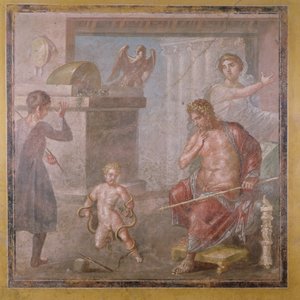 Ercole che strangola i serpenti da bambino, Casa dei Vettii, c.50-79 d.C. da Roman