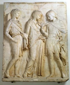 Ermes, Orfeo ed Euridice, rilievo, copia romana di un originale greco del V secolo a.C.