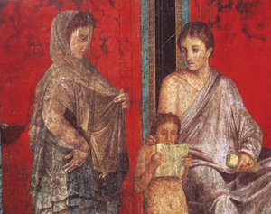 Riti di iniziazione del culto di Dioniso, affresco dalla Villa dei Misteri da Roman