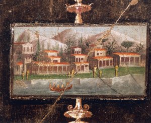 Paesaggio e architettura in affresco nel tablino, Casa di Marco Lucrezio Frontone, Pompei