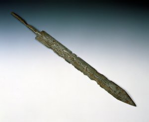 Spada legionaria o gladio, dal sito romano di Newstead, Melrose, 80-100 d.C.