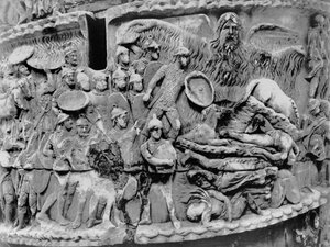Pioggia miracolosa, dettaglio dalla colonna di Marco Aurelio, AD 180-196 da Roman